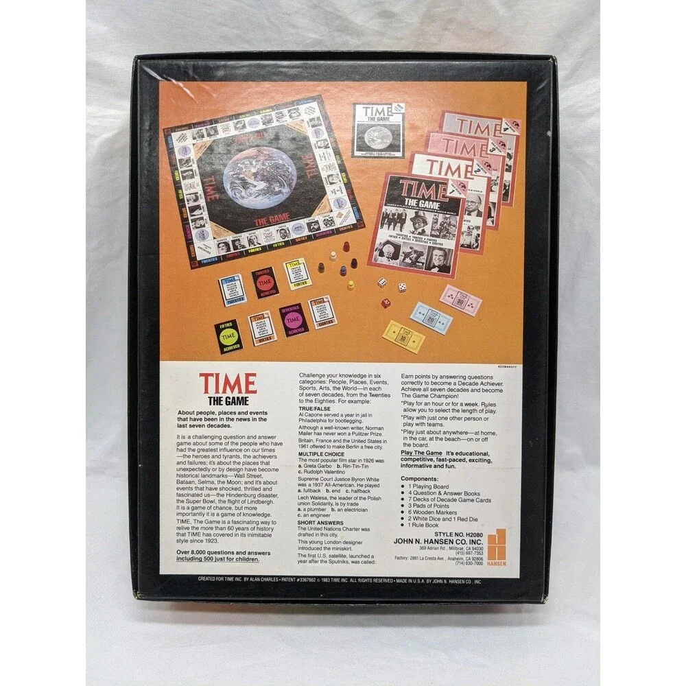 Vintage Hansen Time The Game Bookcase Board Game Complete